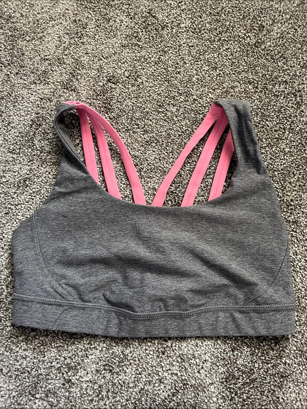Lululemon Gray and Pink Strappy Sports Bra Size 6